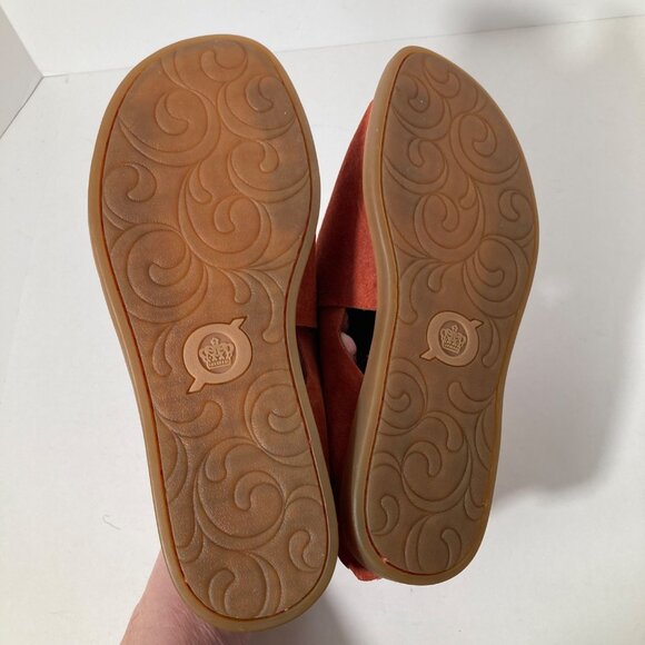 Womens Born IWA Suede Croosover Open Toe‎ Flat Sandals Rust 7 - Picture 8 of 10